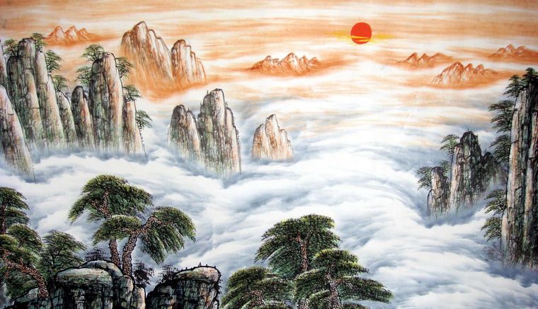 國畫黃山煙云